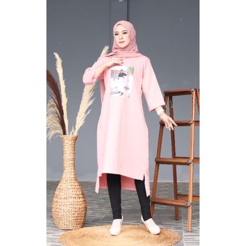 Reena Midi Dress- Long Tunik Combed - Tunik Kaos