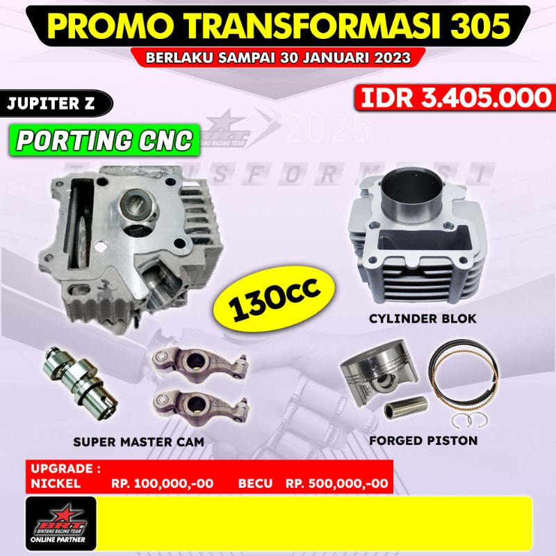 Paket Jupiter Z Head + Blok Cast Iron + Piston + Noken As + RRA