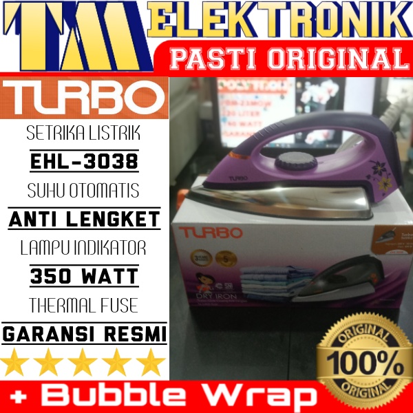 Setrika Turbo EHL 3038 NEW / Gosokan Anti Lengket (Teflon)