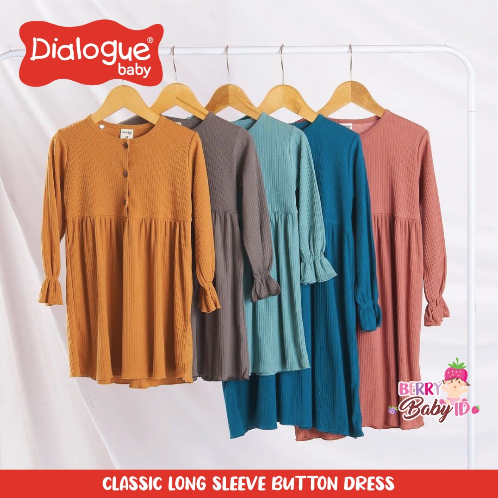 Dialogue Classic Long Sleeve Button Dress Baju Bayi Anak Perempuan Berry Mart