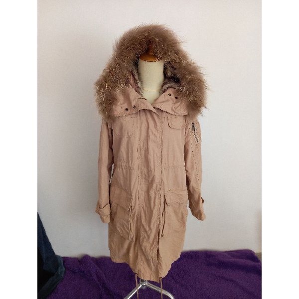 Milky Brown Hoodie Fur Parka Jacket by As Know As De Base