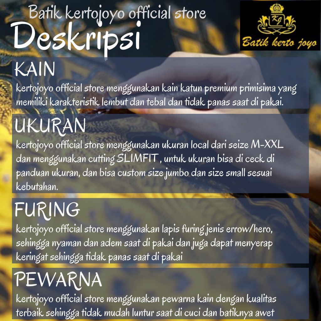 Batik pria modern slimfit Baju Batik Pria Lengan Panjang slimfit baju batik pria Slimfit premium baju seragam BATIK KERTOJOYO KJ040 kemeja batik pria lengan panjang full furing baju batik alisan pria Kemeja batik slimfit batik premium laskala PRABUSENO