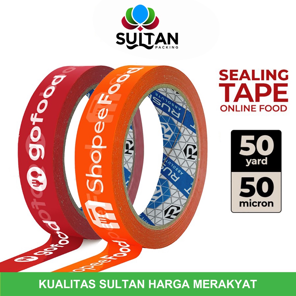 

LAKBAN PRINTING 12mm X 50yard MAKANAN ONLINE ISOLASI SOLATIP / SATUAN