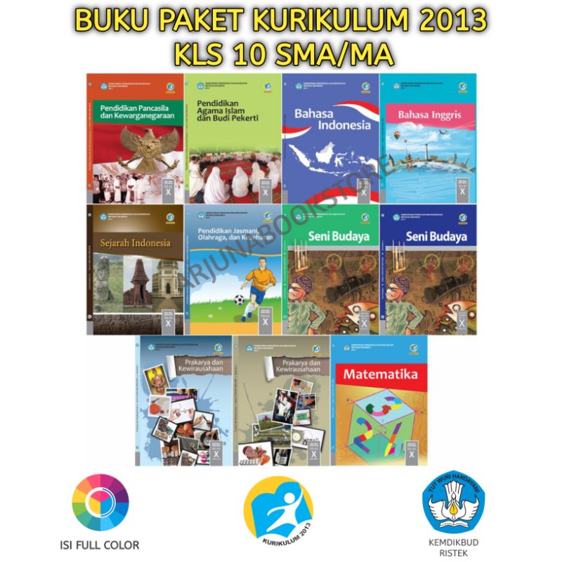 BUKU PAKET KELAS 10 SMA MAT PKN INDONESIA PJOK INGGRIS SBK K.13