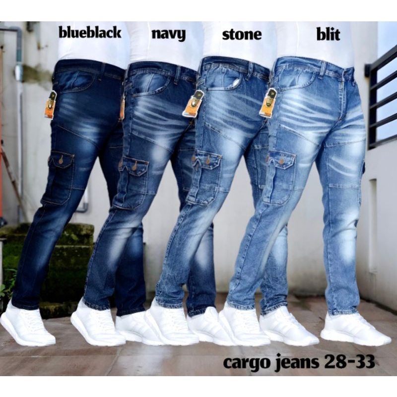 Jual CELANA JEANS CARGO PRIA DENIM SAKU JINS COWOK SKINNY RIPPED ...