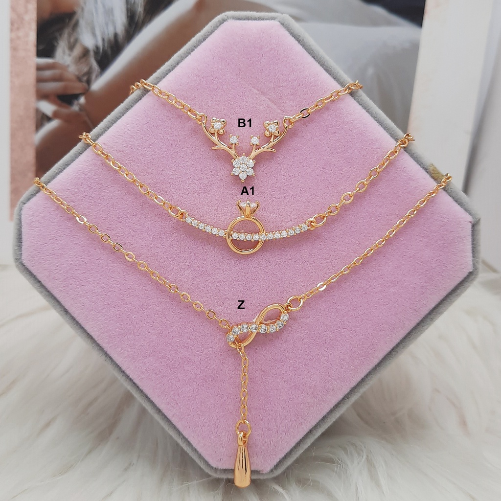 Kalung Xuping Jurai Kupu Kupu Juntai Panjang Lapis Emas Gold Putih Silver Tanduk Rusa Infinity - BN231