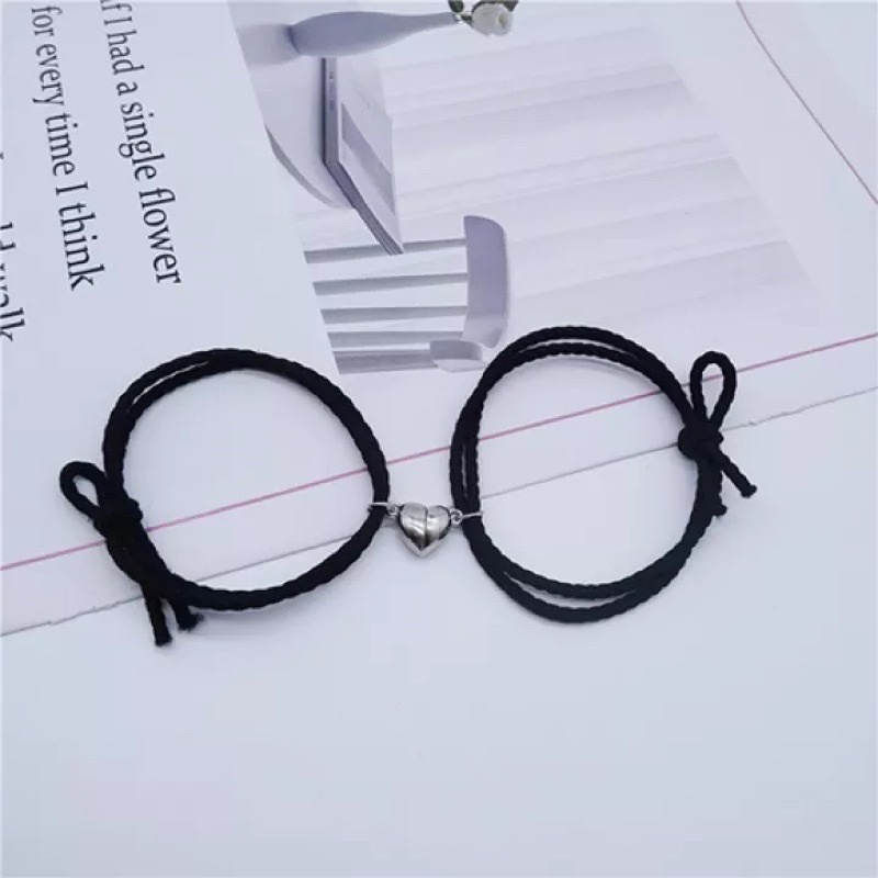 2 Pcs/set Gelang Cinta Pasangan Tali Kepang Magnetik Gaya Cina Untuk / Pria / Wanita