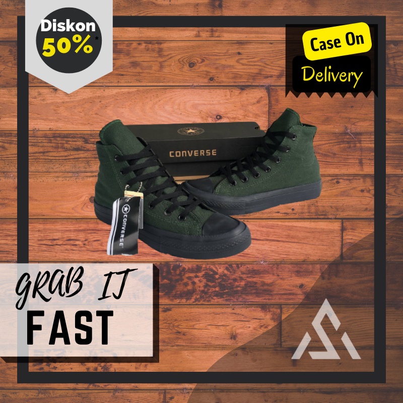 Sepatu Converse All Star Original 100% Import Sepatu Sekolah High Army Hitam Sneakers Pria Wanita Ca