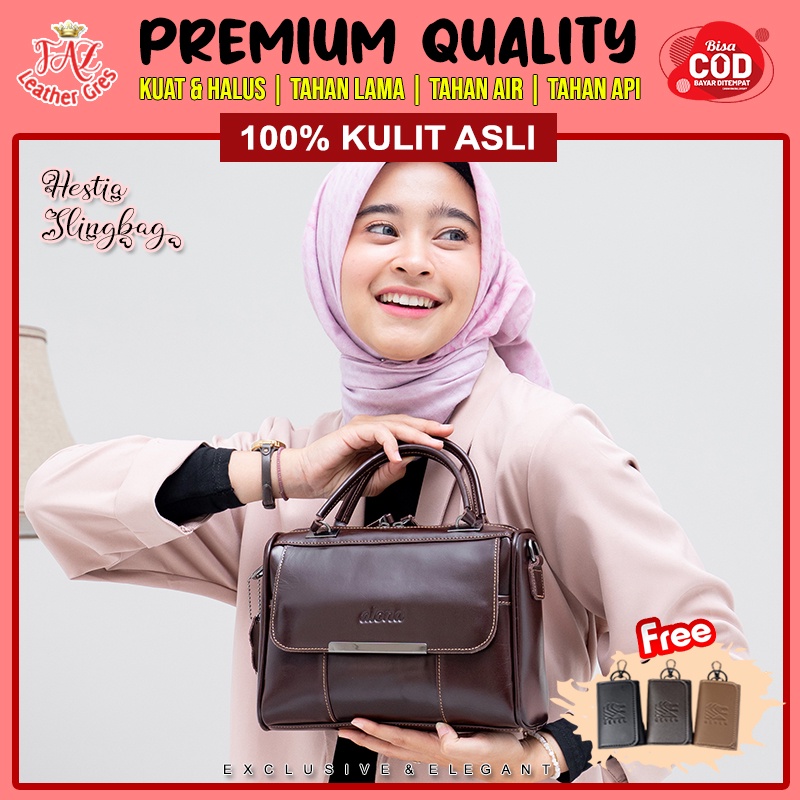 Tas Selempang Wanita Kulit Sapi Asli Kerja Kantor Alona Hestia Shoulder Sling Bag Pesta Cewek Brande