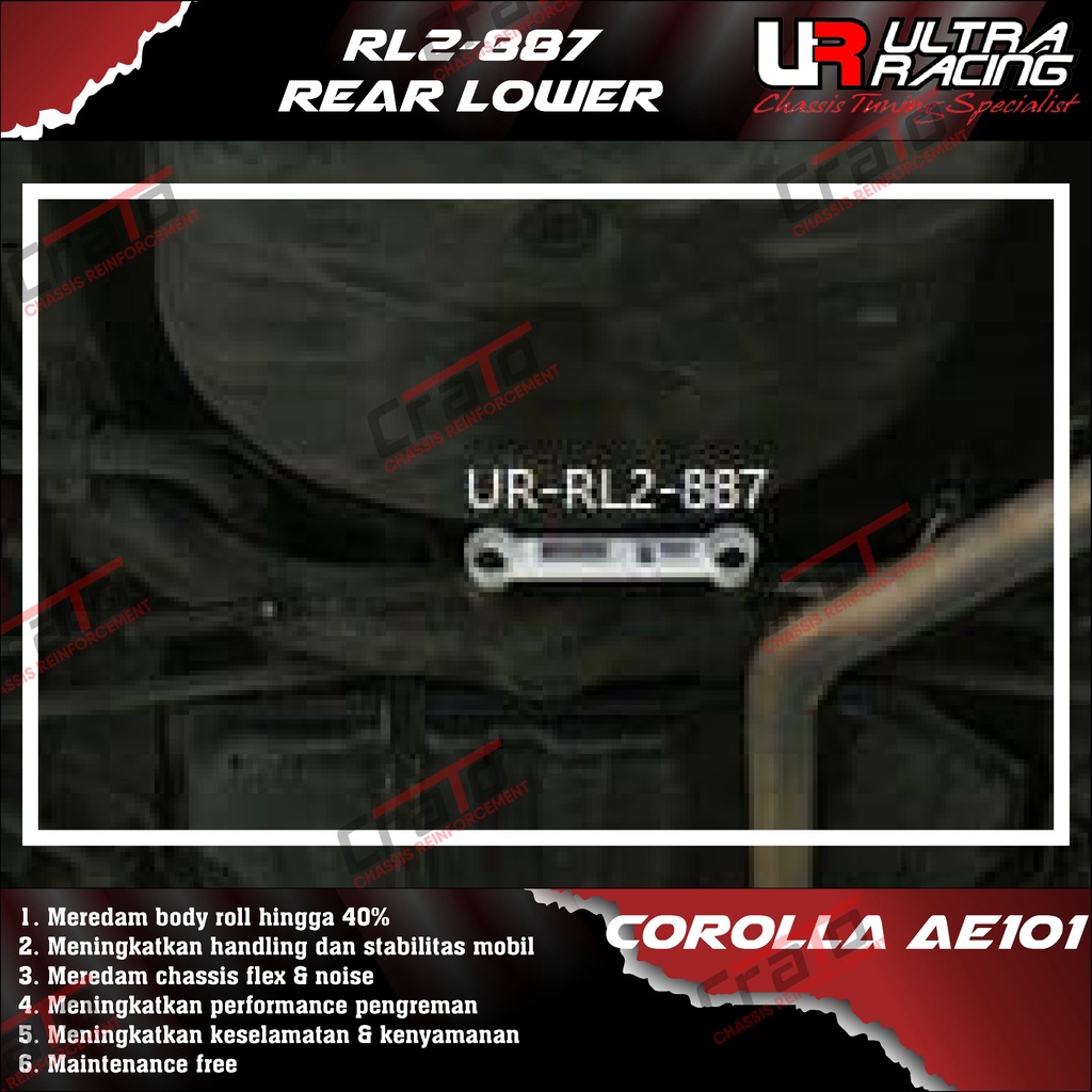 Aksesoris Stabiliser ULTRA RACING Safety Bar - Rear Lower Bar 2 Points - Toyota Corolla AE101 AE111 