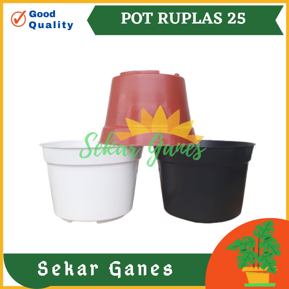 TERMURAH Pot Bunga Hitam Putih Merah Bata 25 cm (MODEL BASIC) Termurah se-Indonesia