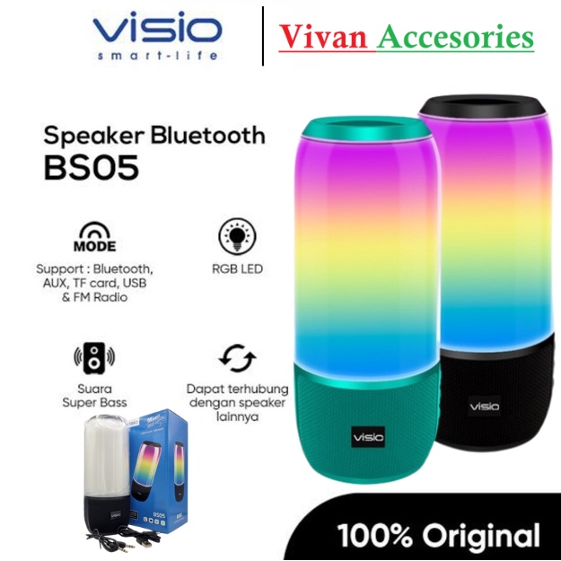 Visio BS05 Speaker Bluetooth 5.0 AUX USB Radio Kartu Memori