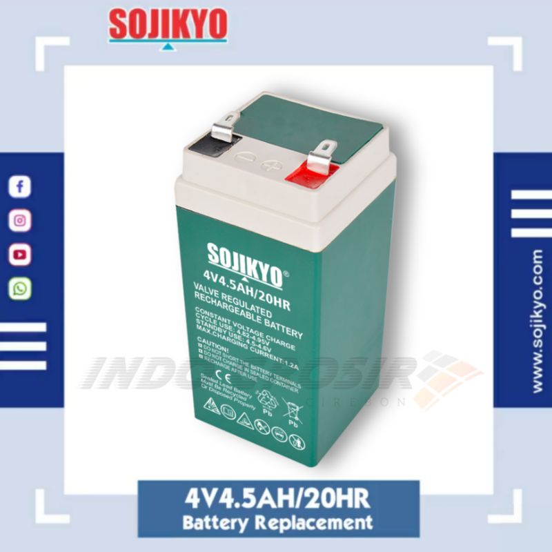 SOJIKYO Baterai Timbangan 30 100 150 300 kg Digital 4V4.5AH Aki Accu Kering Batre Battery Timbangan Buah Sayur Tepung Model Meja