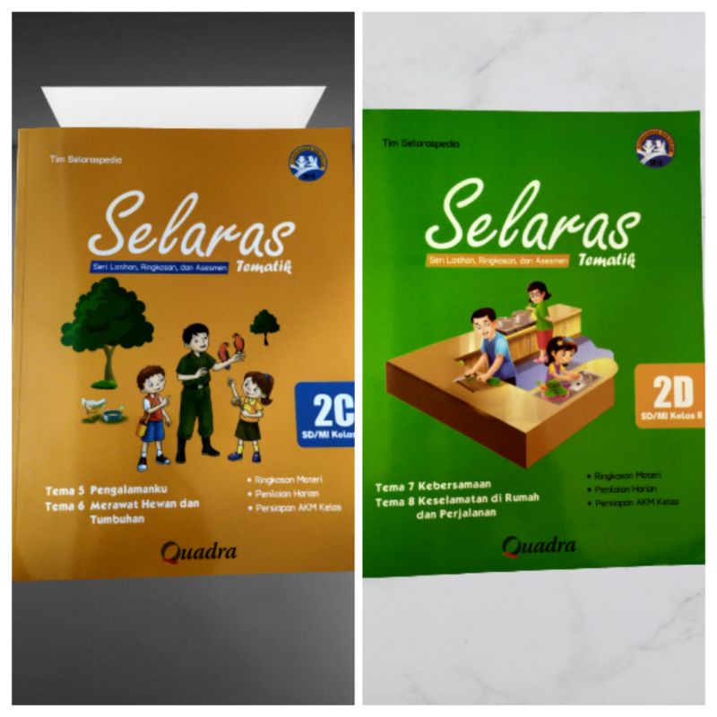 ORI satu paket buku teks SELARAS tematik k13 kelas 2 semester 2 penerbit Quadra