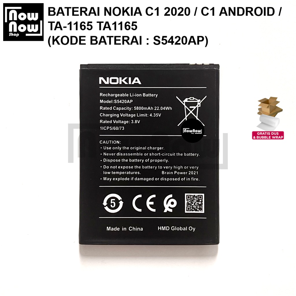 Baterai Nokia C1 2020 TA-1165 S5420AP C1 Android TA1165 Original Double Power Battery Batre Batere Baterei HP