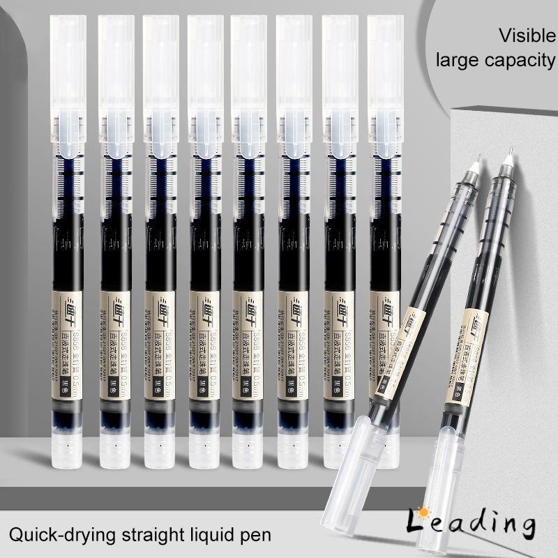 

0.5mm Tip Lurus Cair Roller Ball Pen Kantor Tabung Jarum Penuh Siswa Ujian Gel Pena-Le
