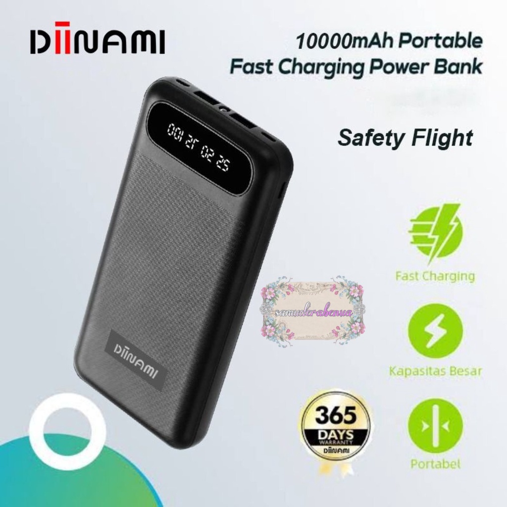 PowerBank DIINAMI  10000mah A89 2.1A Dual Input Port Type C &amp; Micro USB Original Fast Charging Real Capacity GARANSI 1 TAHUN SB4277