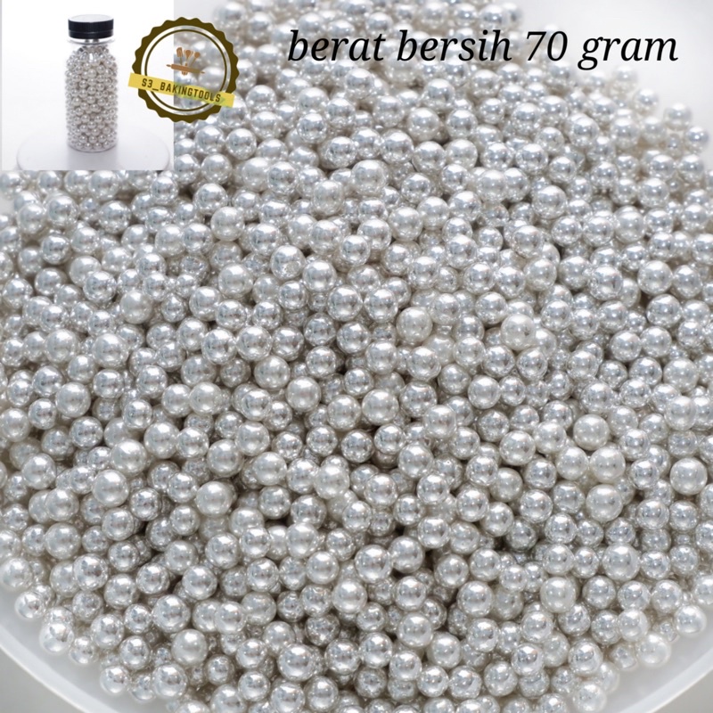 

Sugar sprinkle silver pearl 6 mm berat 70 gram