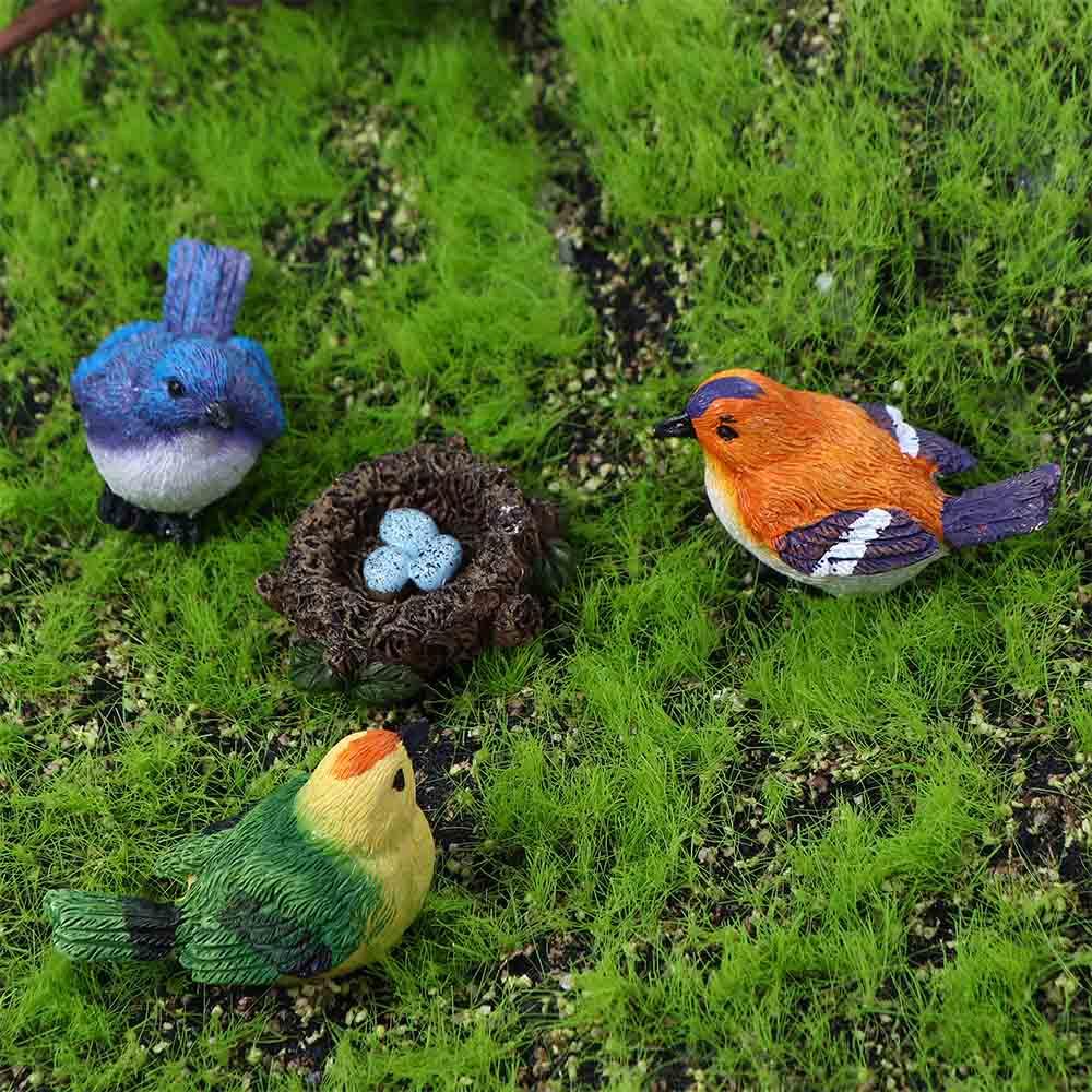 NICKOLAS1 Patung Miniatur Mini Resin Model Hewan Tanaman Sukulen Burung Kecil Rumah Boneka Peri Dekorasi Taman