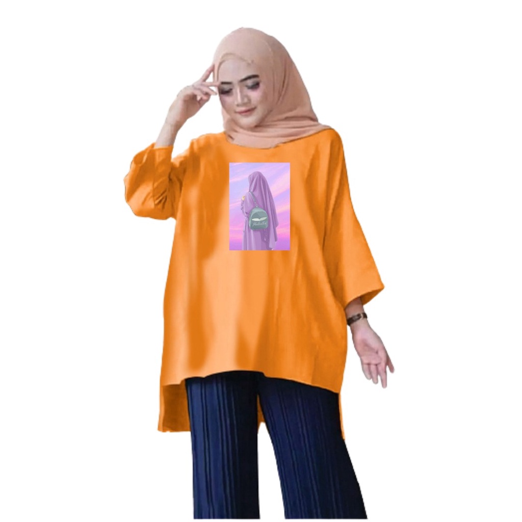 Tunik Atasan Wanita Jumbo Hijab Ungu/Ld 110-130