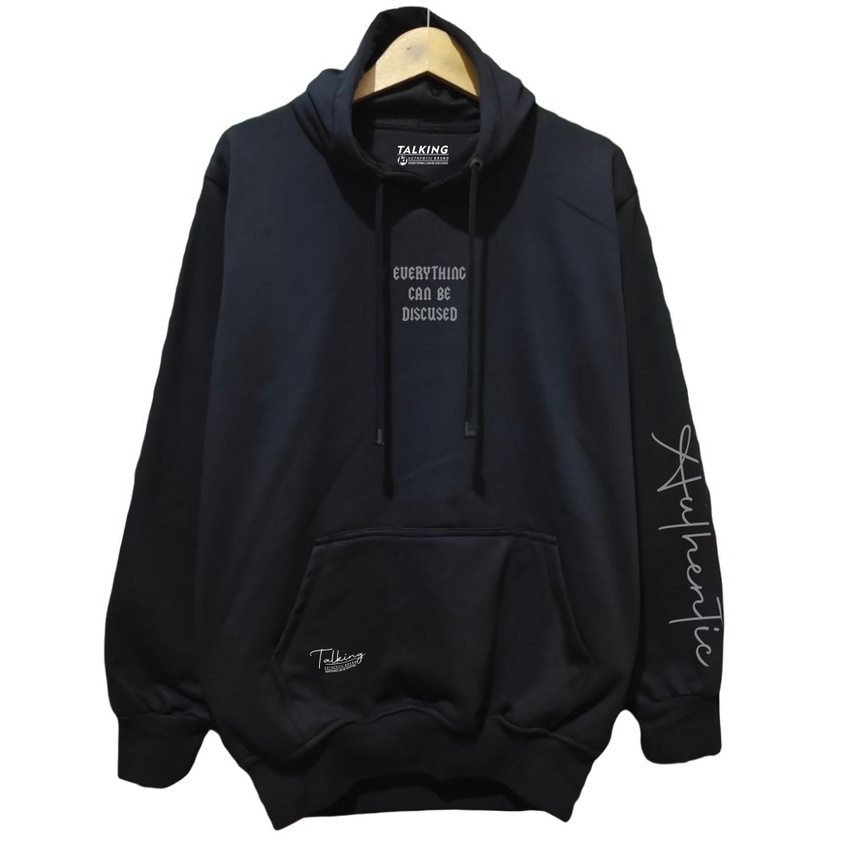 Switer Hudi Pria Jaket Sweater Hoodie Warna Hitam Talking