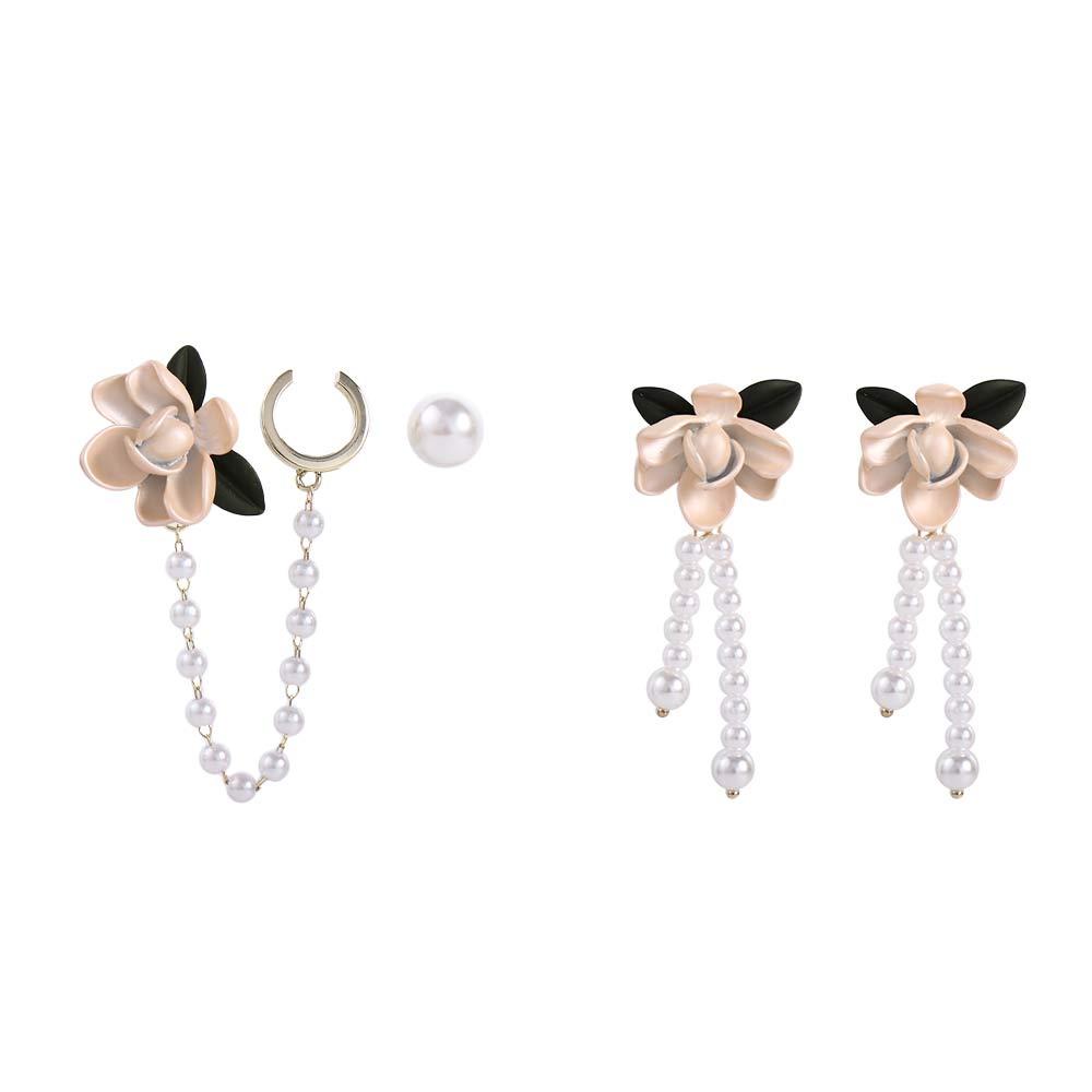 Mxbeauty Anting Pejantan Mutiara Kepribadian Retro Pesta Camellia Temperamen Lady Korea Earrings