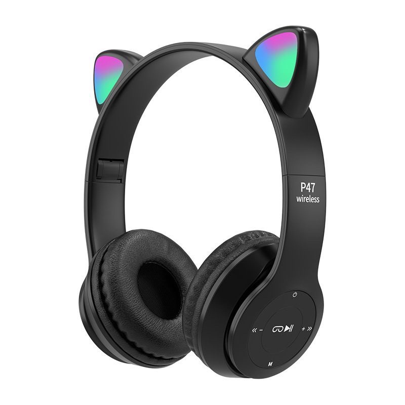 Headset Bluetooth Telinga Kucing Headphone Lucu LED Wireless Promo By sen