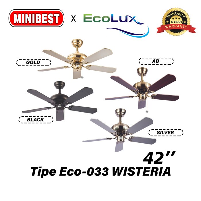 MB Kipas Angin Gantung / kipas angin plafon Ecolux tipe Eco-033 WISTERIA