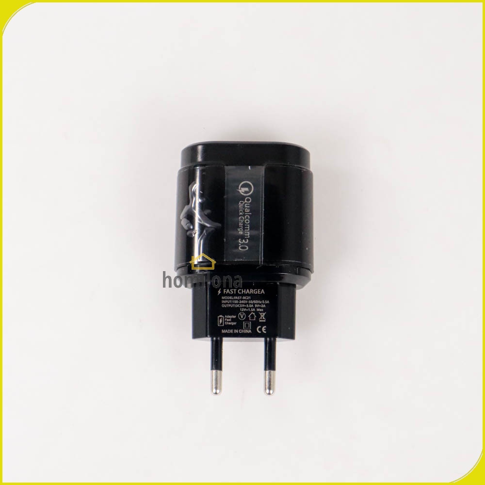 Charger USB 1 Port QC3.0 3A 18W EU Plug - OLAF BC21 - Black