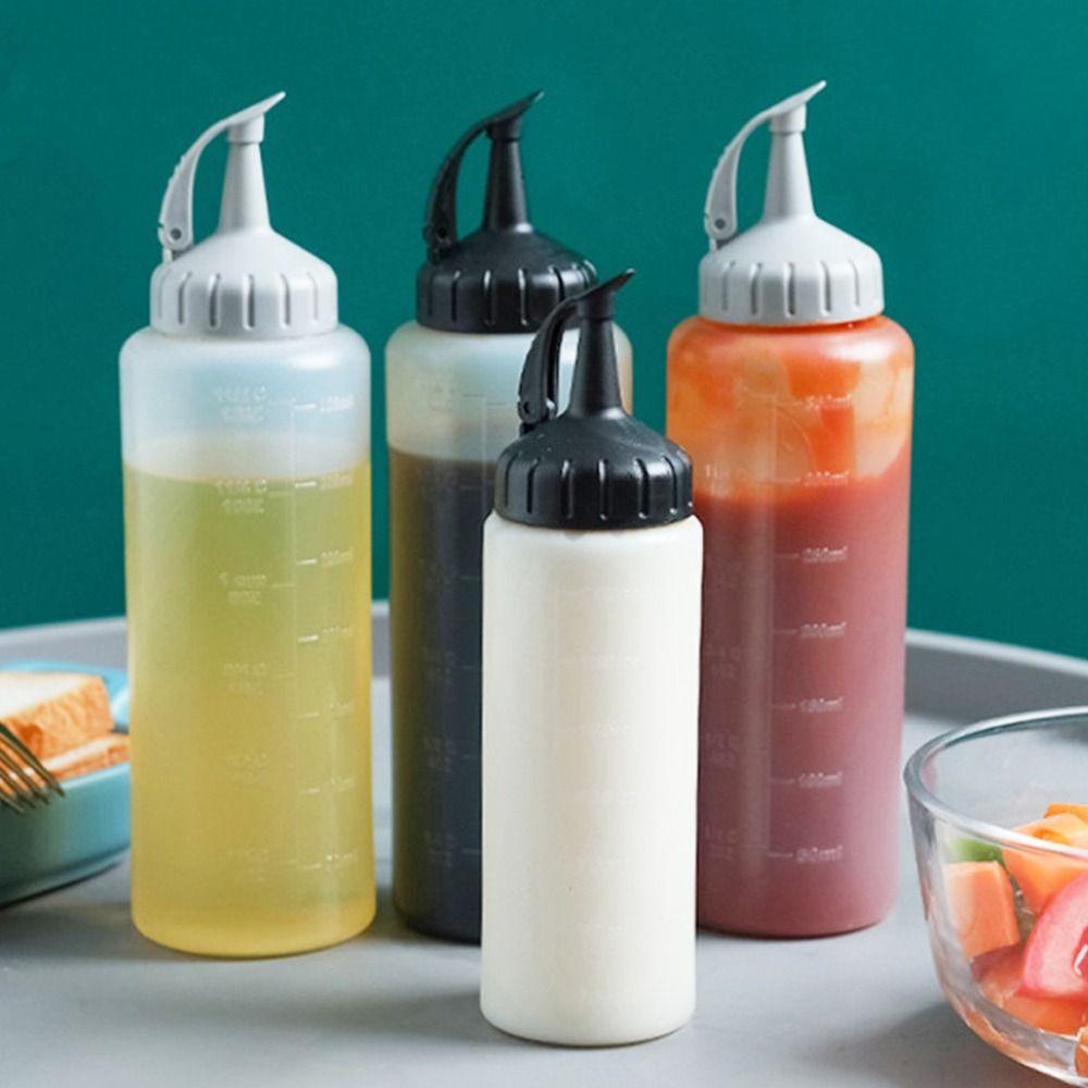 Solighter 2Pcs Botol Minyak Plastik Perlengkapan Dapur Salad Sauce Bottle Mustard Sauces with Sealing Lid