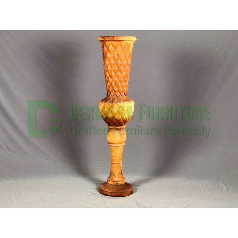 VAS BUNGA NANAS T:120cm KAYU MAHONI VAS BUNGA DEKORASI INTERIOR RUANGAN VAS DEKORASI PELAMINAN