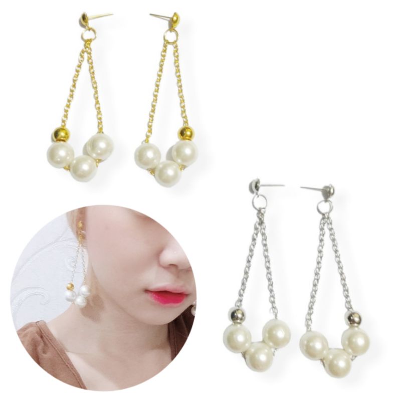 Ivy Pearl Korean Stud Earrings Anting Tusuk Panjang Mutiara Korea Juntai