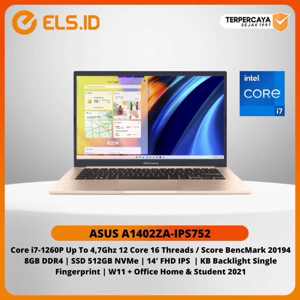 Laptop Asus Vivobook A1402ZA-VIPS752 Intel Core i7-1260P 8GB 512GB 14' FHD IPS W11 OHS