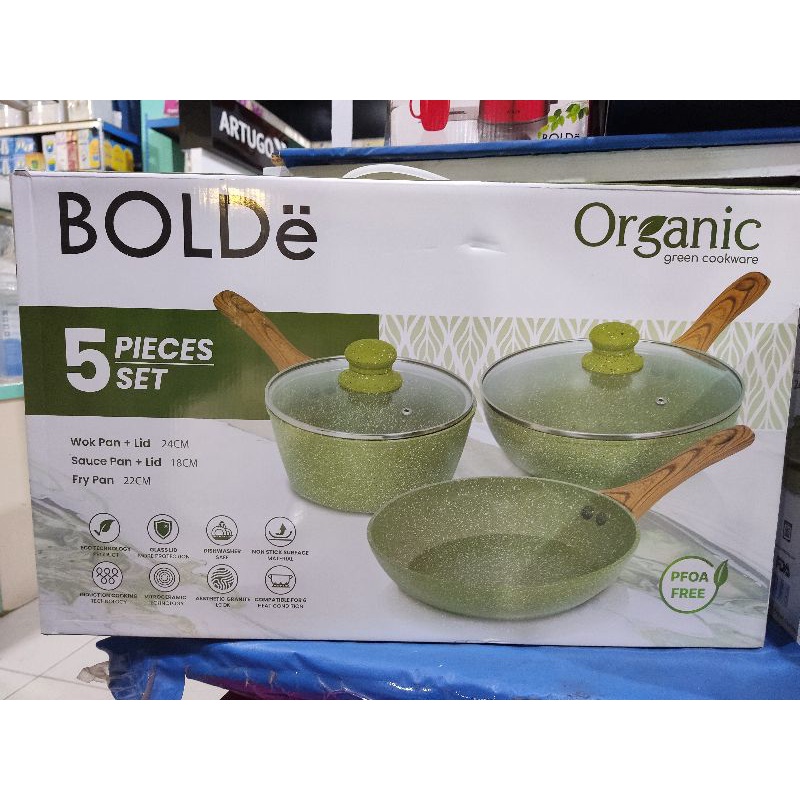 BOLDE ORGANIC GREEN PAN SET 5PCS / PANCI SET ORGANIC