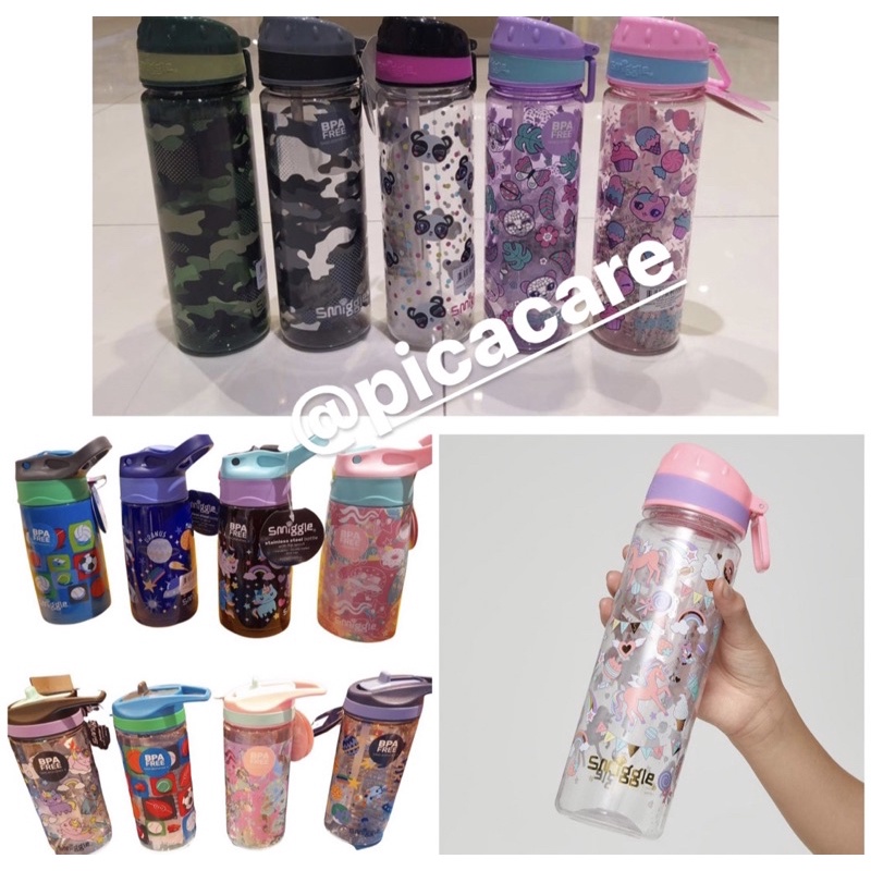 Smiggle Bottle Drink Flip Spritz Viva Mint Botol Minum Anak Unicorn Gold Charm Spray Original Asli