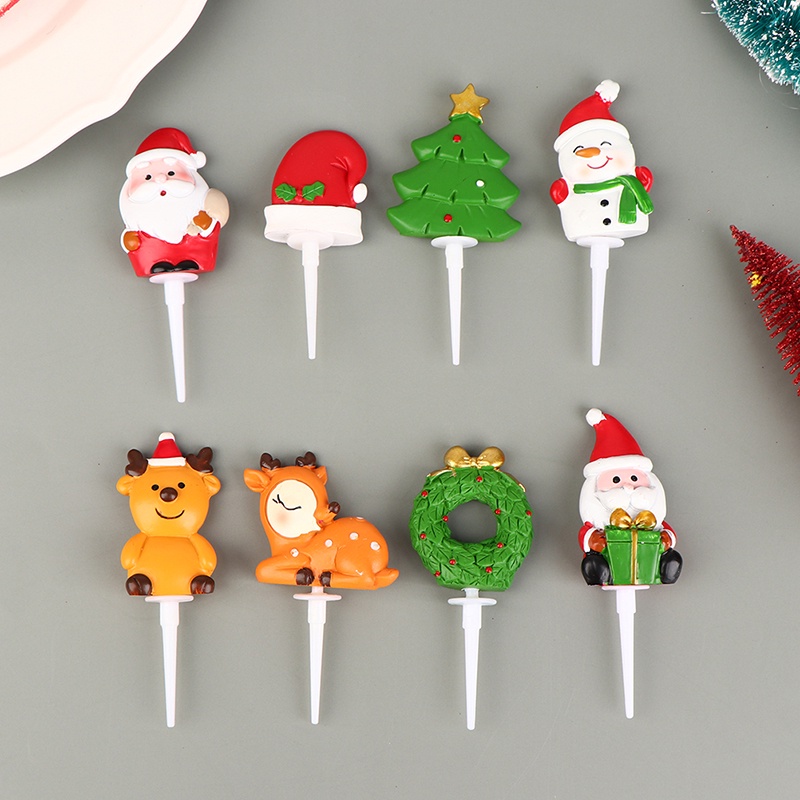 1 Pcs Topper Kue Desain Kartun Merry Christmas Bahan Resin Untuk Pesta Natal