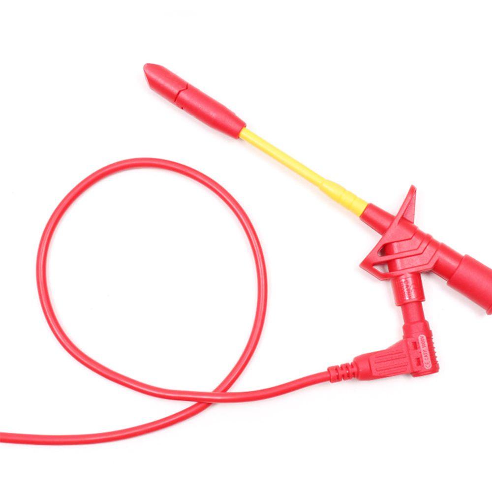Top 2PCs/pak Klip Kait Tes Baru Ditingkatkan Mudah Digunakan Universal 1000V 10A 4mm Soket Fleksibel Testing Probe