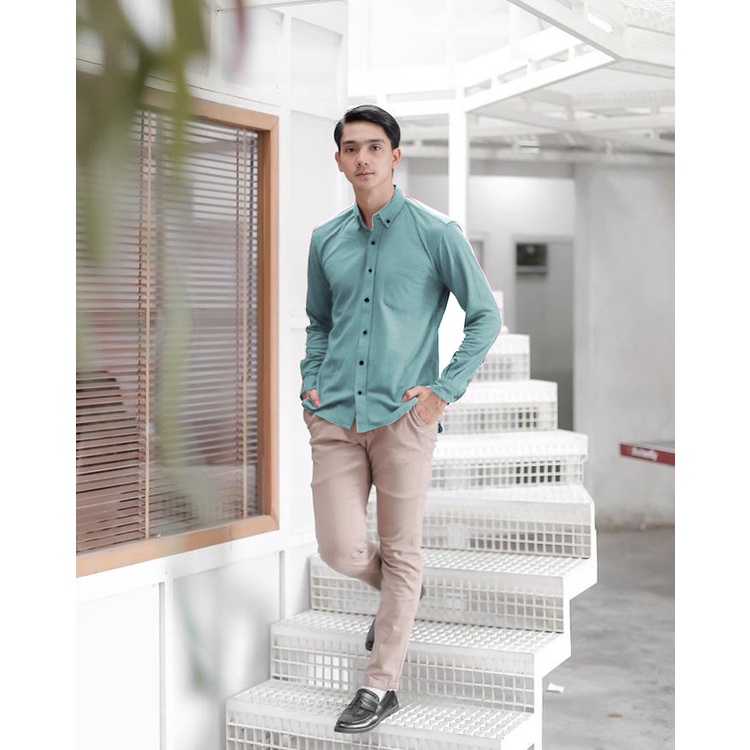 Kemeja Biru Wardah Kemeja Lengan Panjang Kemeja Polos Pria Slimfit Kemeja Linen Kasual