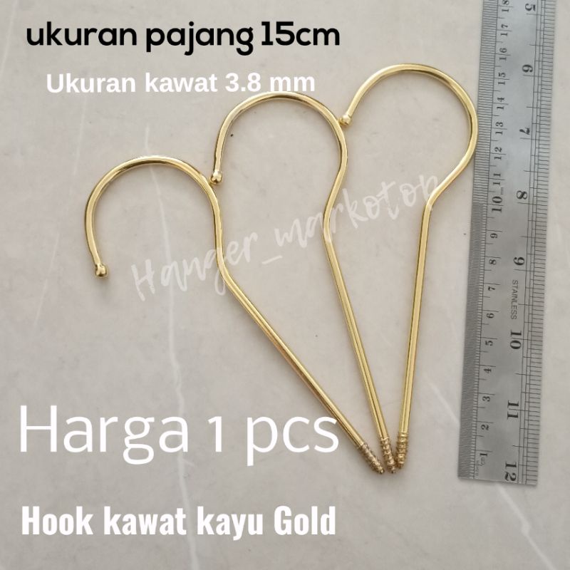 Gantung Hook kawat Gold/ Kawat Gantungan KAYU ( Harga 1 biji)