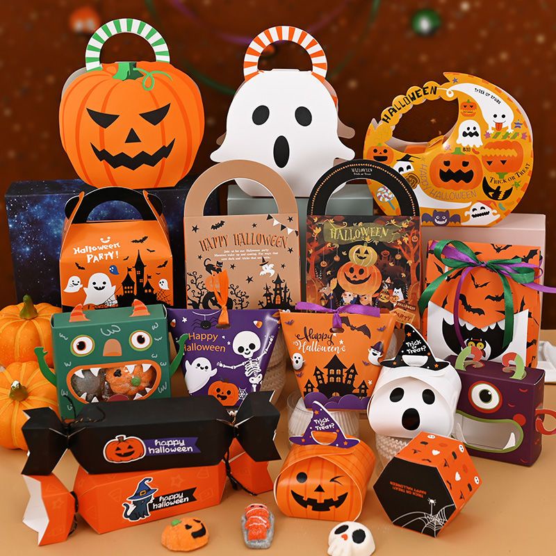 

Halloween Permen Kemasan Kotak Hadiah Kecil Tas Kue Kue DIY Labu Ghost Castle Tas Makanan Ringan BRB