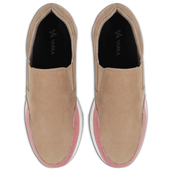 Sepatu Slip On Wanita Terbaru V 7511 Brand Varka Sepatu Kets Kuliah Kerja Hangout Wanita Trendi Berkualitas - Krem Pink