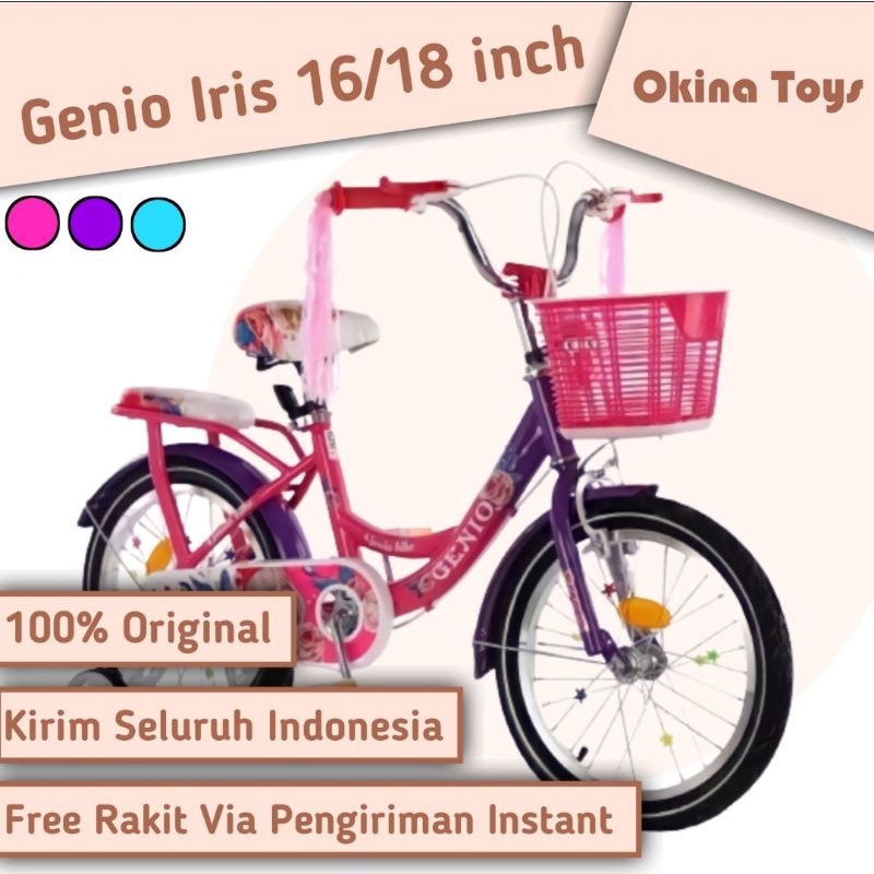 (GOJEK/CARGO) Sepeda Mini anak Genio Iris ukuran 16 inch / 18 inch sepeda anak perempuan Genio Iris