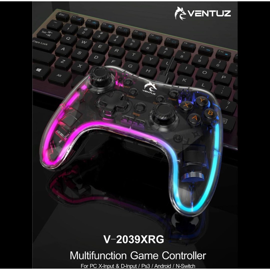 VENTUZ STARSHIP RGB DUAL VIBRATION TRANSPARANT GAMEPAD STICK WIRELESS