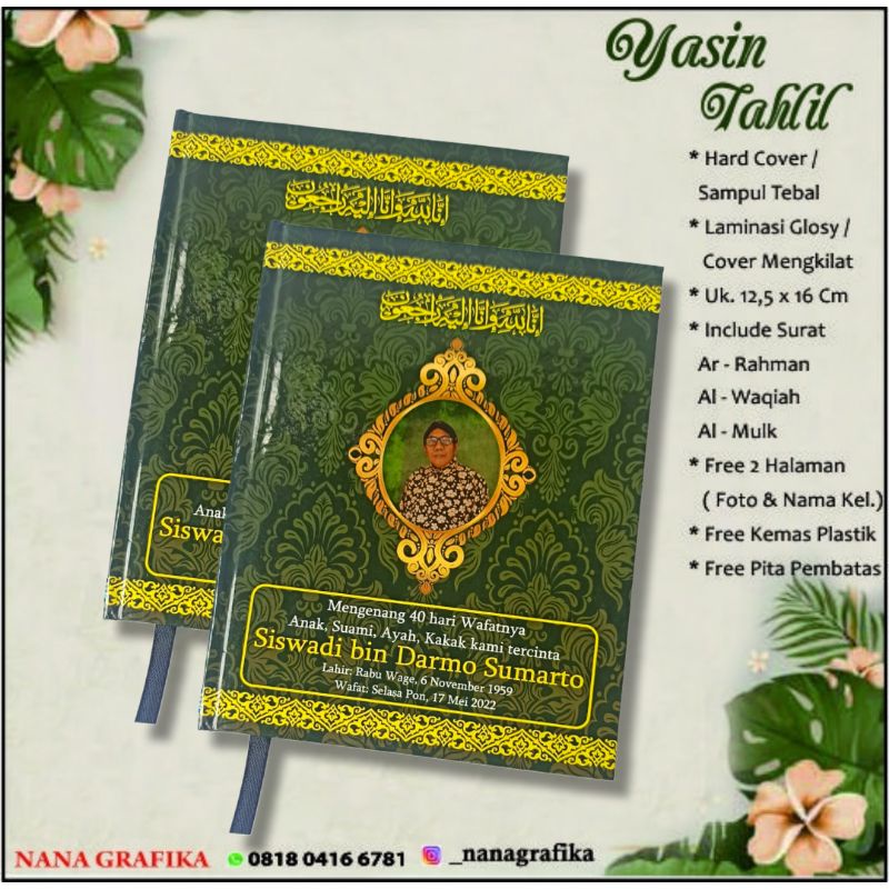 Buku yasin dan tahlil isi 224halaman artpaper + siku dan rumbai
