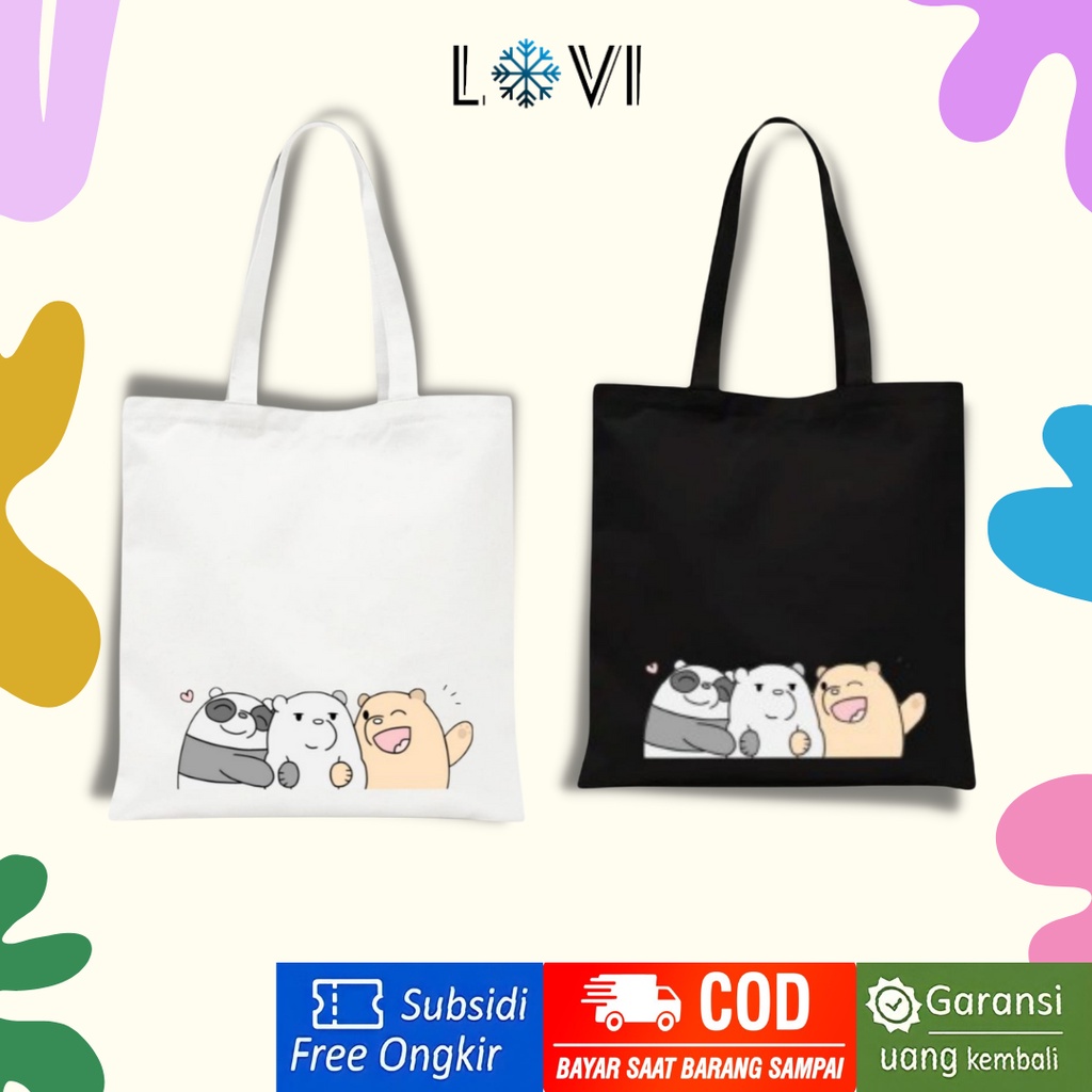 LOVI_ID - We Bare Bears Babe Tas Totebag Tote  Beruang