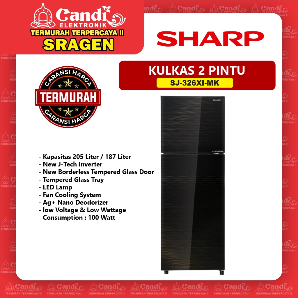 SHARP Kulkas 2 Pintu SJ-326XI-MK