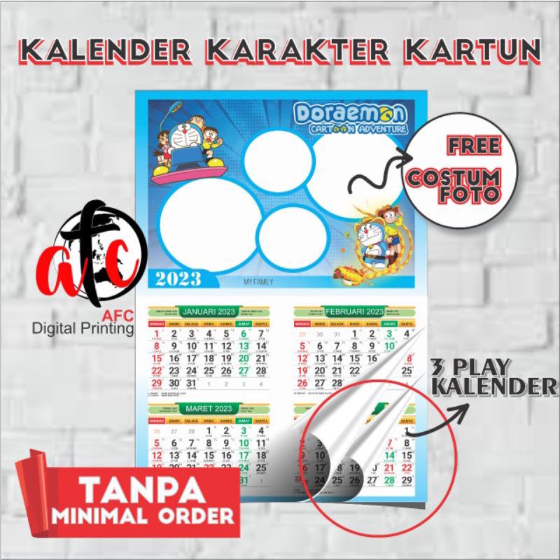

Cetak kalender karakter kartun 3play//kalender murah