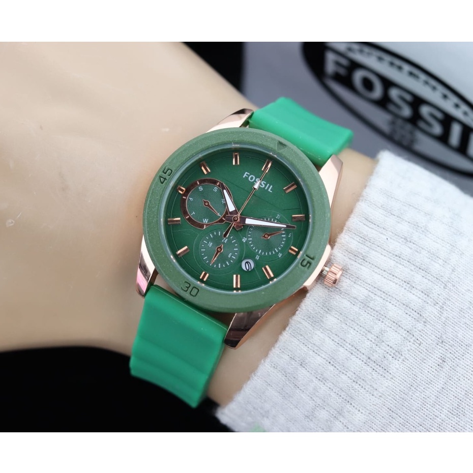 BISA COD✅ Jam tangan wanita strap karet tanggal aktif model ac2967 free batrai