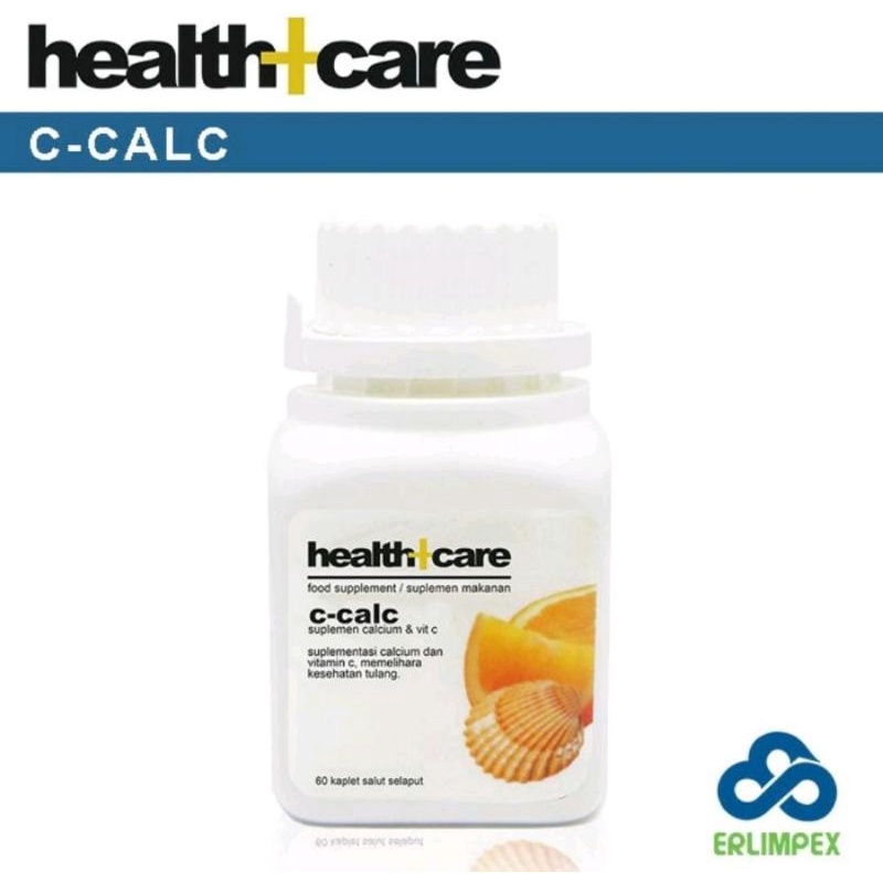 Health+Care C-Calc Suplemen Calcium + Vit C untuk Pertumbuhan Tulang & Gigi Anak - Botol 60 Kaplet