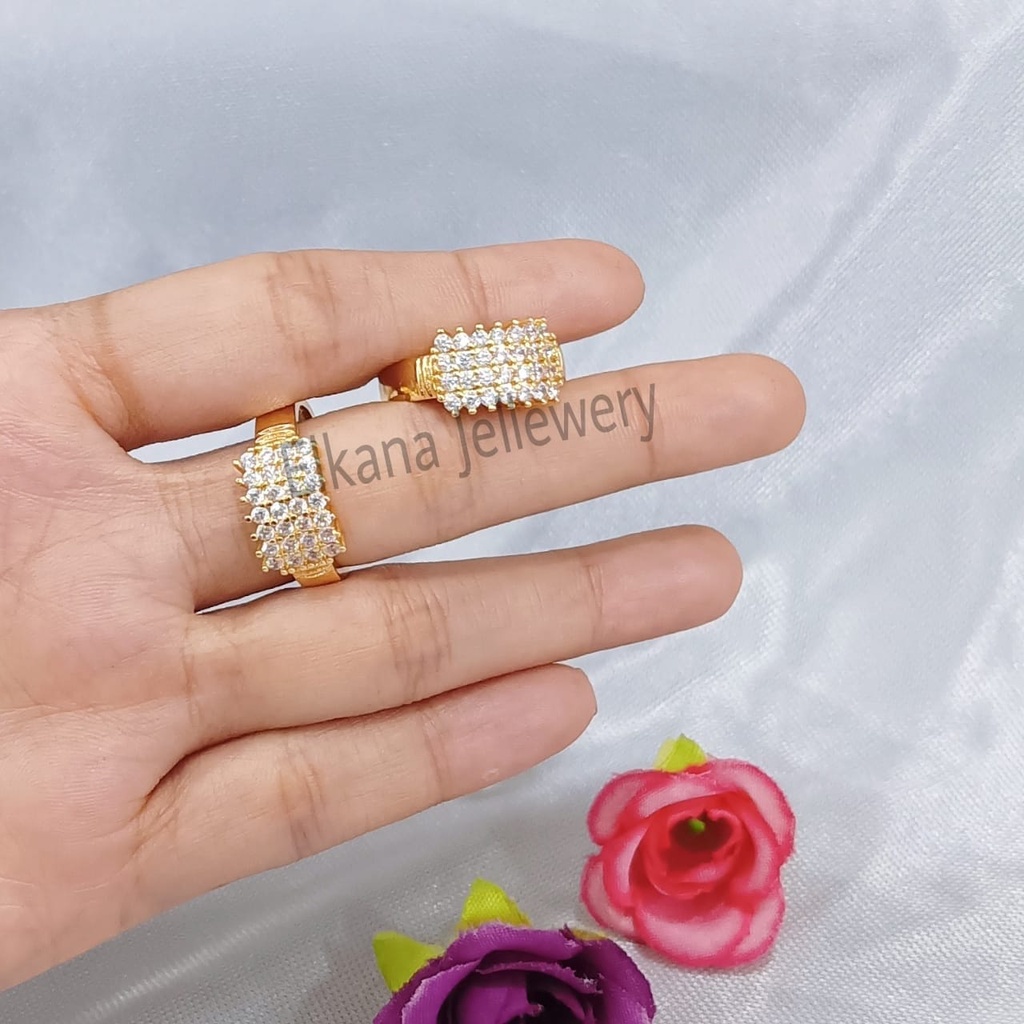 SET DEWASA KOTAK PERSEGI FULL DIAMOND Perhiasan super berkelas fashion korea anti karat dan anti luntur